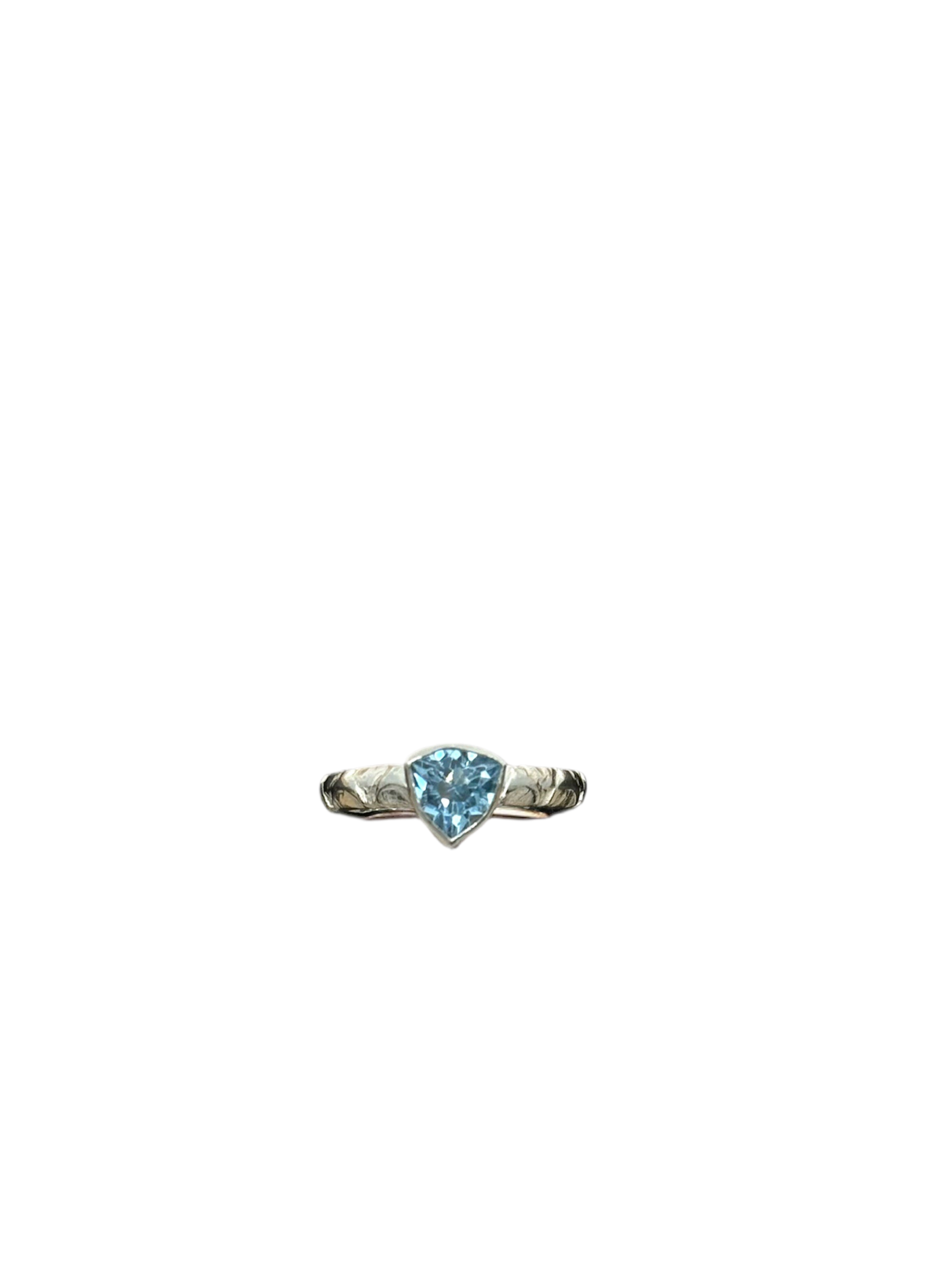 Handmade Solid 925 Sterling Silver Die-Patterned Lab Spinel Trillion Ring