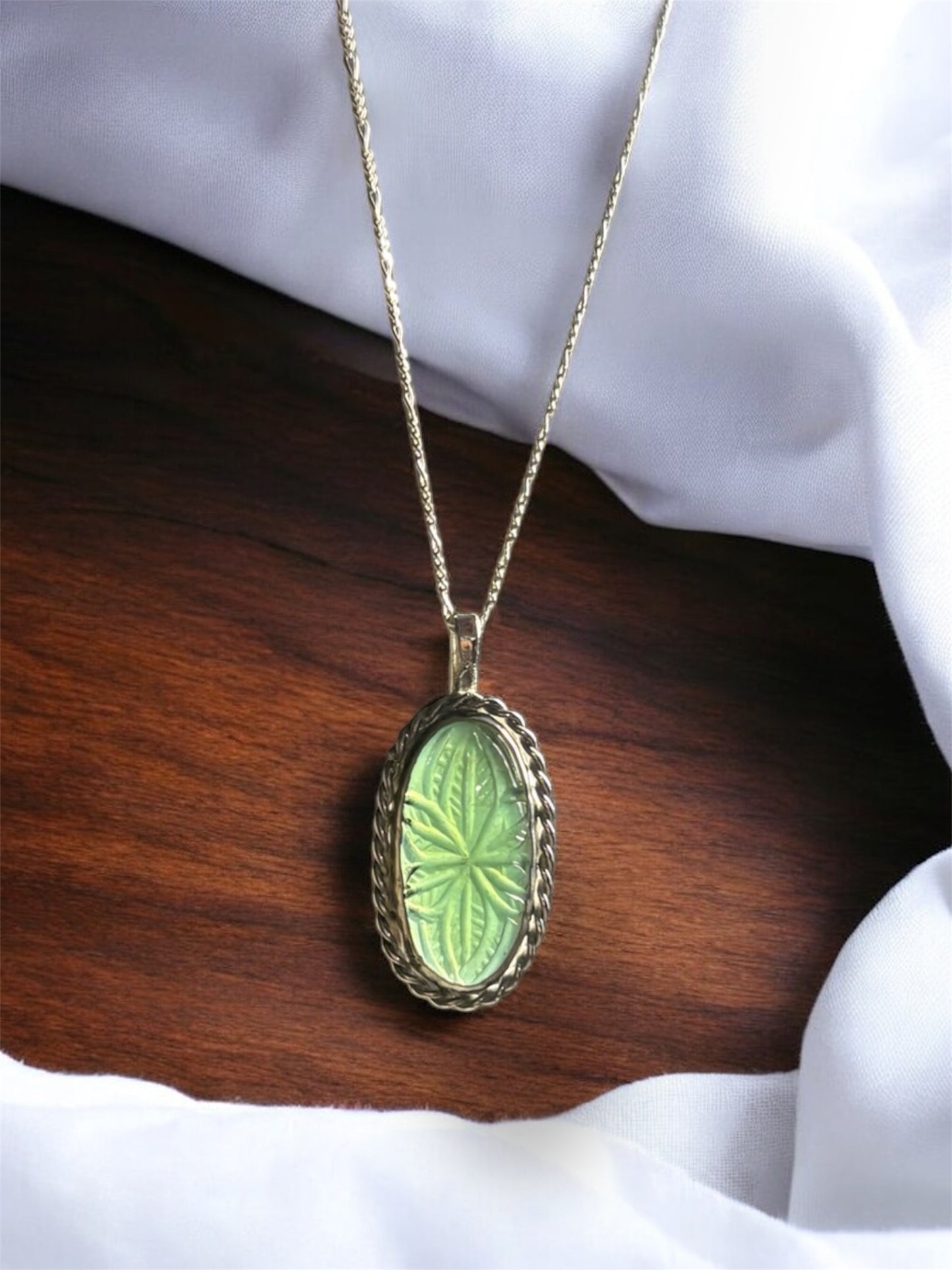 Handmade Solid 925 Sterling Silver Carved Serpentine Pendant