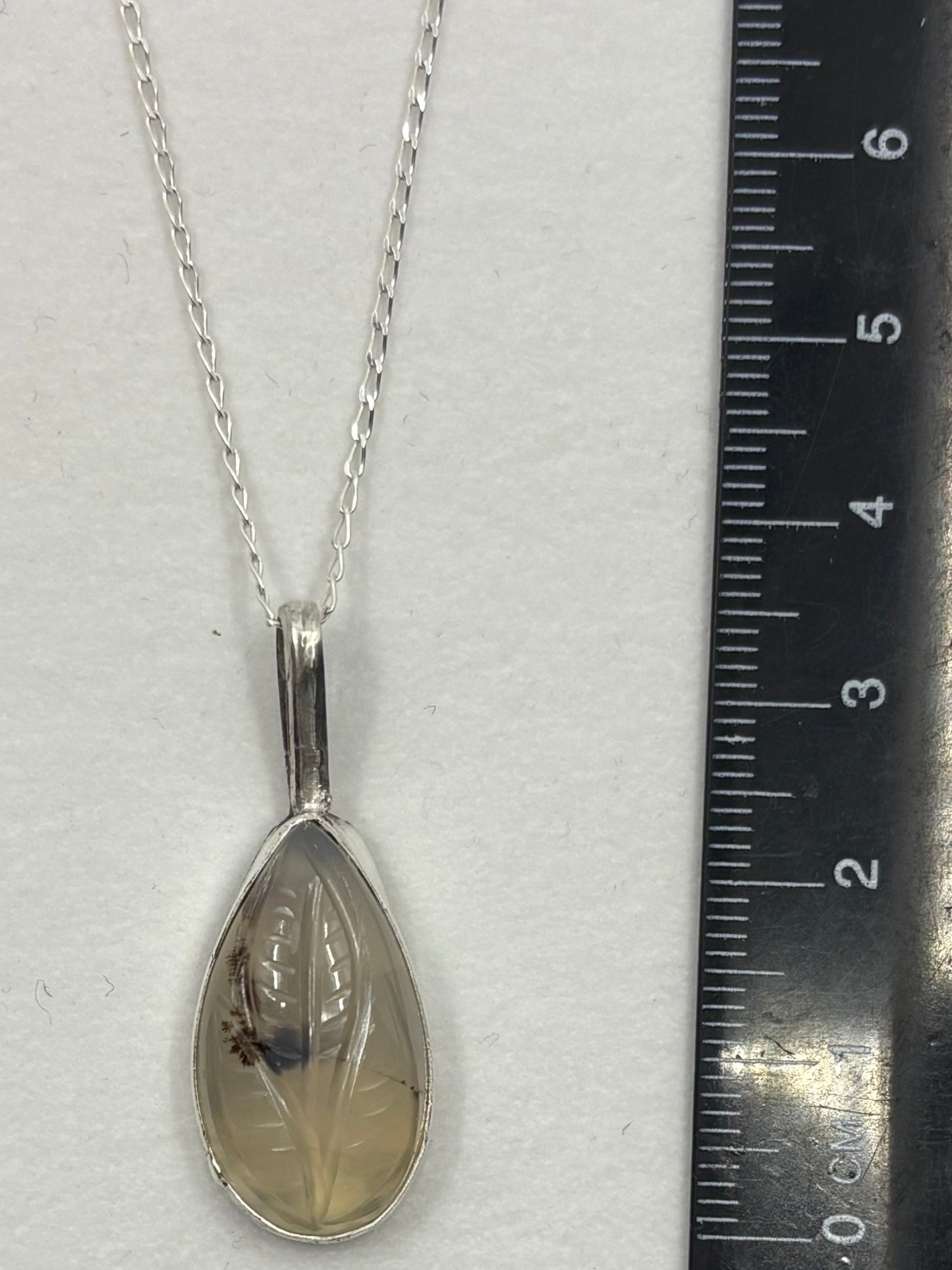 Handmade Solid 925 Sterling Silver Carved Montana Agate Pendant