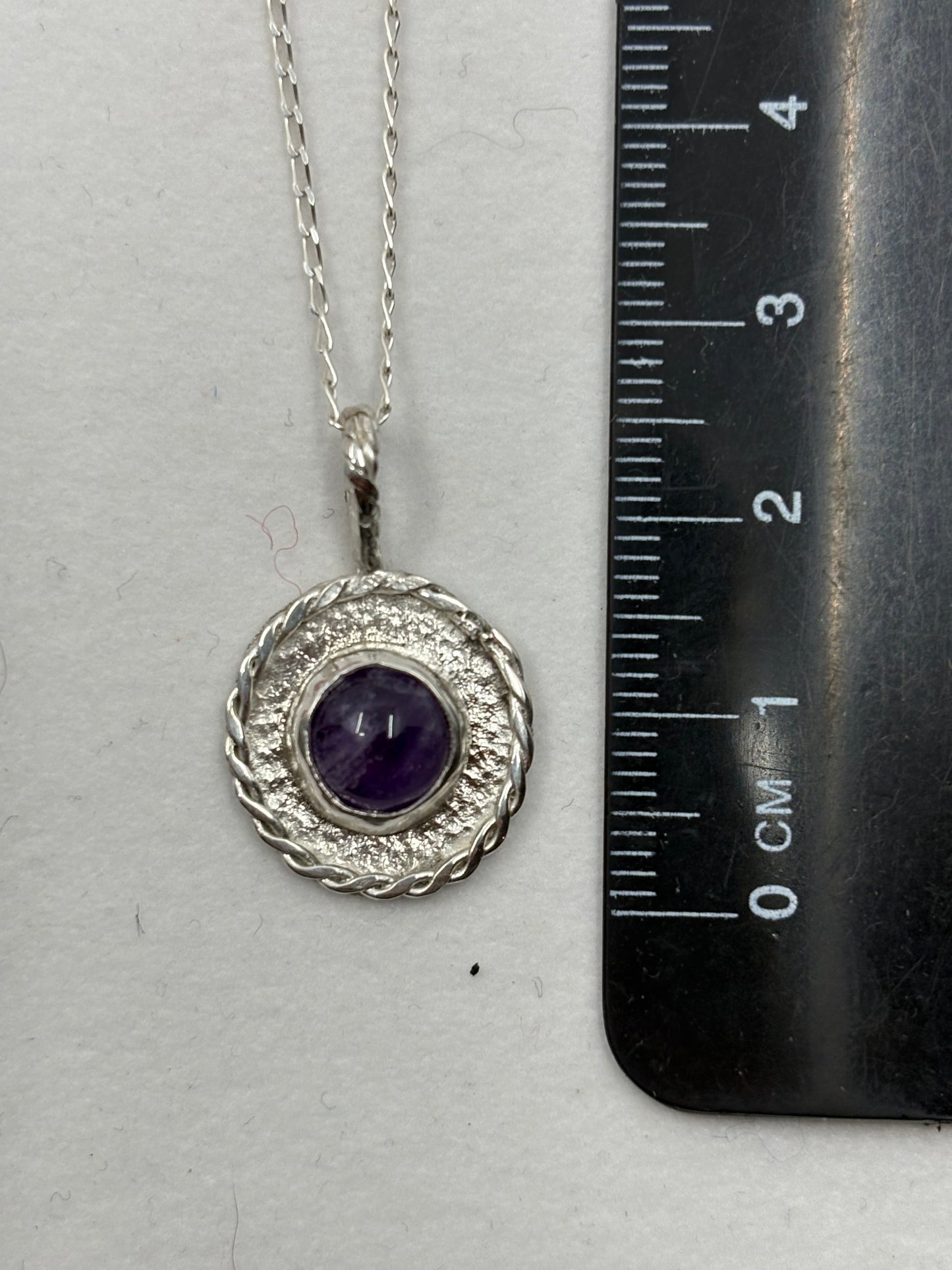Handmade Solid 925 Sterling Silver Amethyst Twist Pendant