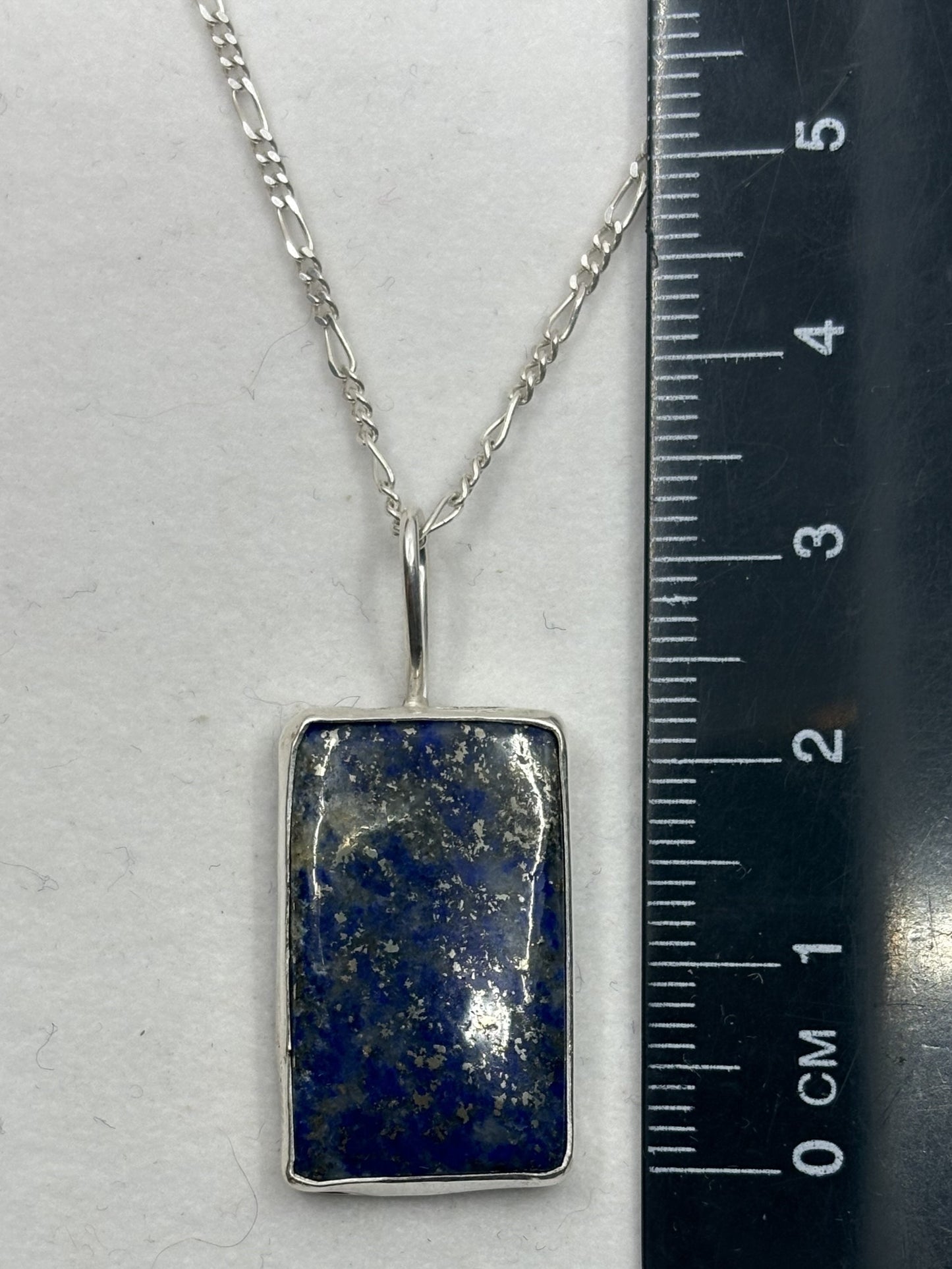 Handmade Solid 925 Sterling Silver Lapis Lazuli Rectangular Pendant